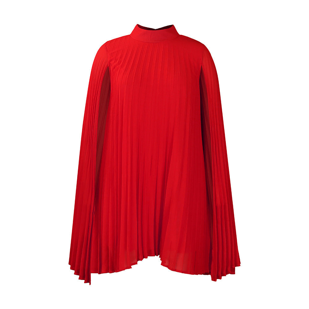 Damen Plisseekleid mit Kapuze und schwingendem Schnitt Eveloria