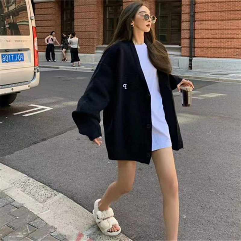 Damen Oversized Strickblazer Feines Strickmuster