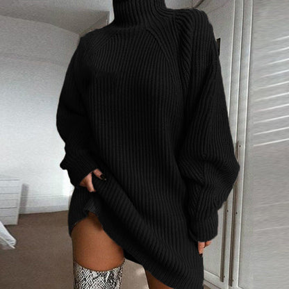 Damen Strickpullover Oversized Stehkragen Rippenmuster Beige