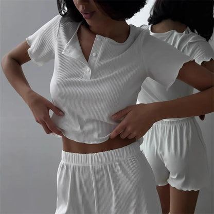 Damen Rippshorts mit Knopfleiste Atmungsaktives