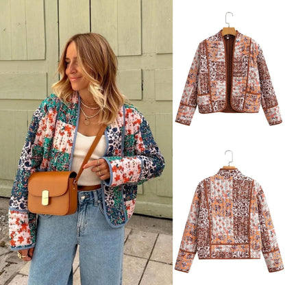 Damen Steppjacke Gepolstert Floralmuster Eveloria - Eveloria