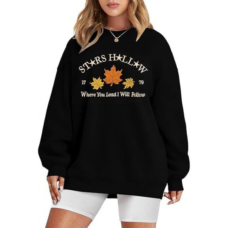 Damen Sweatshirt Weites Design Herbstmotiv Eveloria