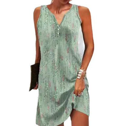 Damen Sommerkleid V-Ausschnitt Asymmetrischer Saum