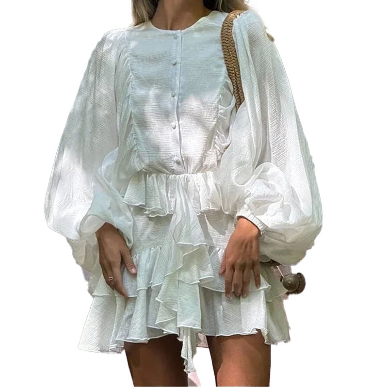 Damen Rüschenkleid mit Volumenärmeln Eveloria