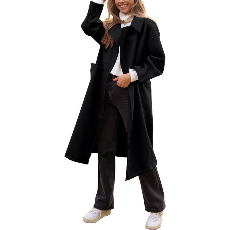 Damen Trenchcoat Elegant Leder Braun