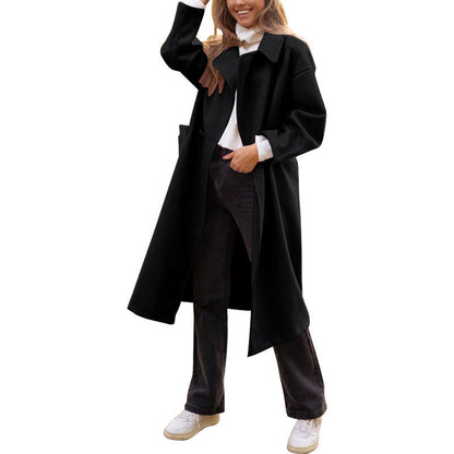 Damen Trenchcoat Elegant Leder Braun