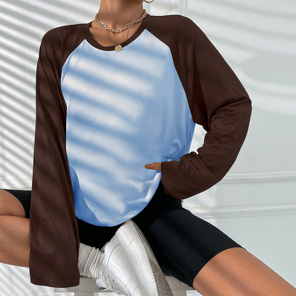 Damen Langarm-T-Shirt Raglan-Schnitt Farbblock-Design Eveloria - Eveloria