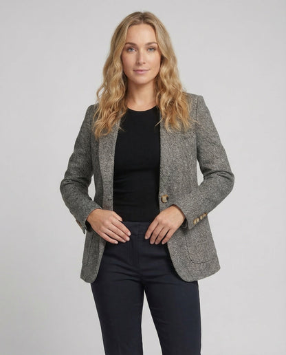 Damen Eleganter Langärmeliger Blazer Schwarz - Eveloria