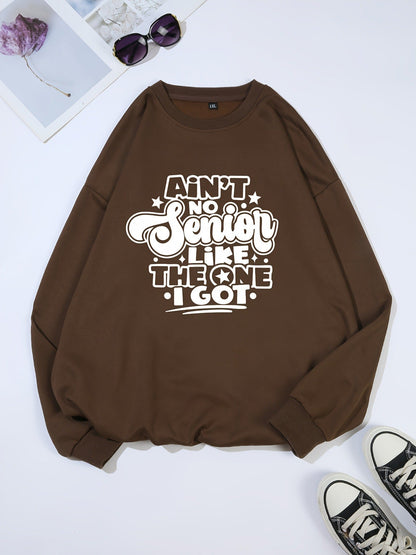 Damen Sweatshirt Lässiges Spruchdesign Grau Eveloria