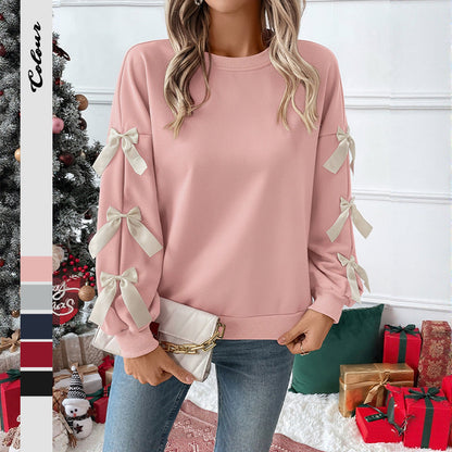 Damen Pullover Schleifen-Detail Kaschmir Braun - Eveloria