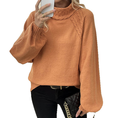 Damen Pullover Rollkragen Strukturiertes Zopfdesign Eveloria