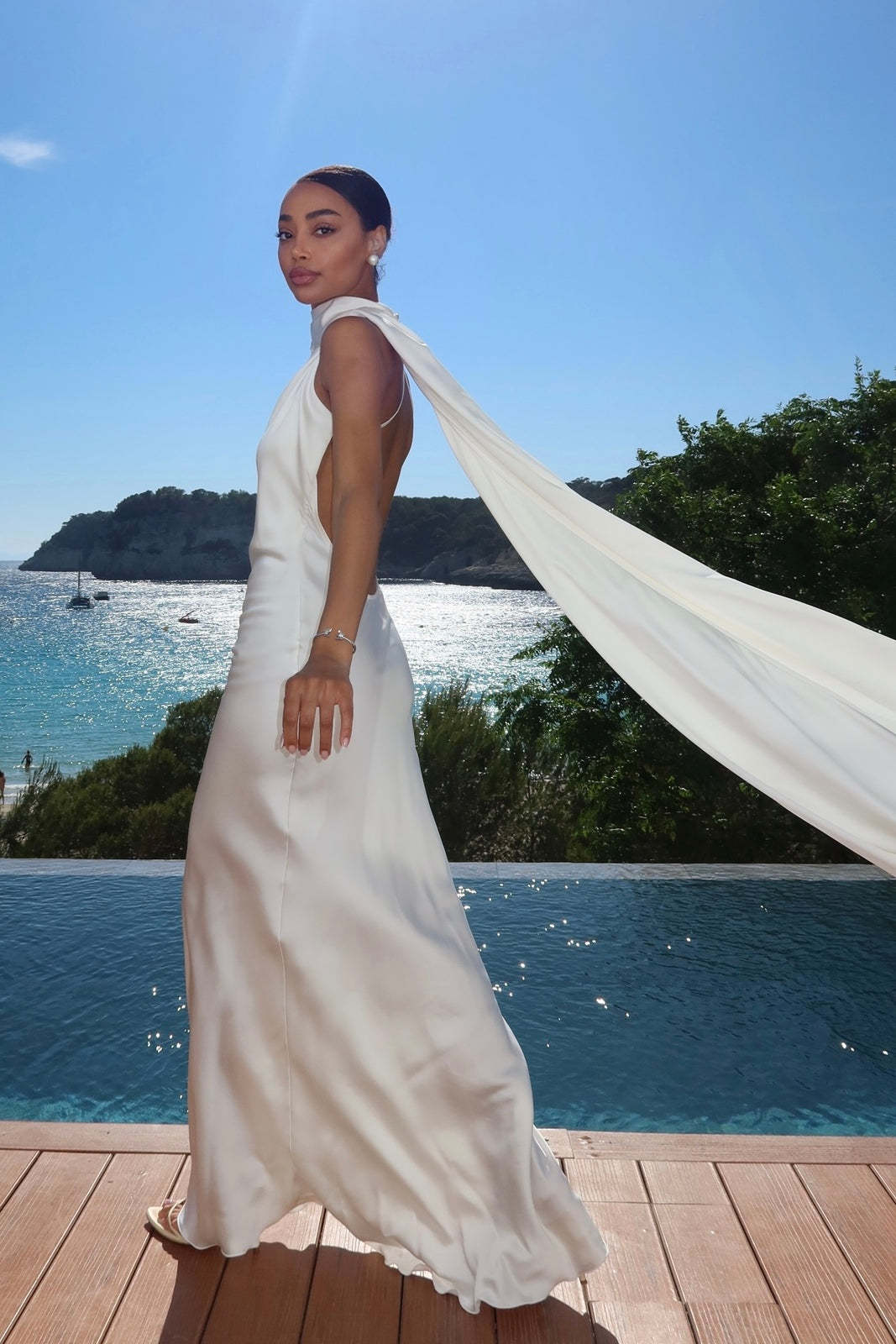 Damen Abendkleid Schulterfrei Fließend Eveloria