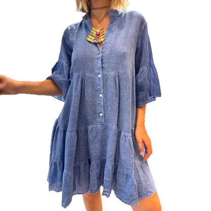 Damen Blusenkleid Voluminöse Rüschen Details Eveloria
