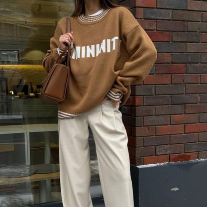 Damen Sweatpullover Lässig Streifen Bündchen Grau