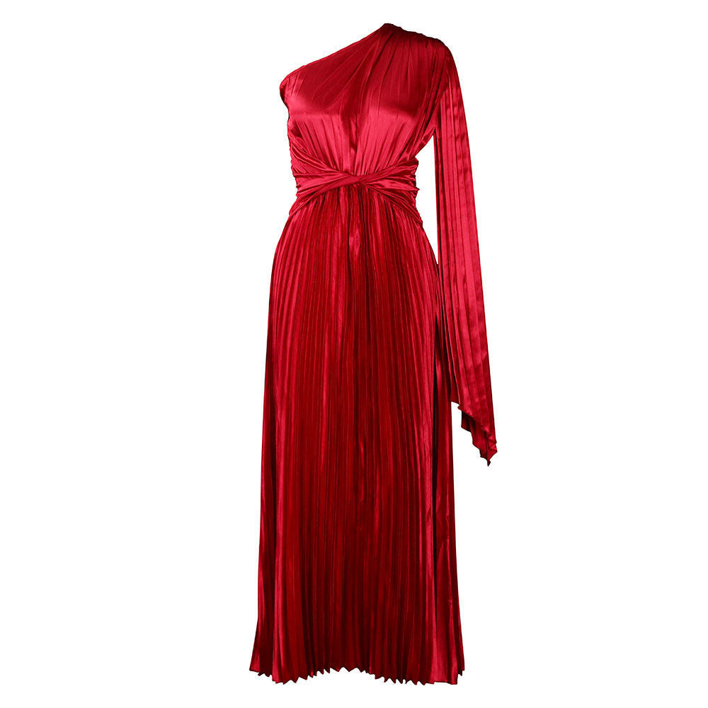Damen Maxikleid Asymmetrisch Tailliert Wickeloptik Eveloria