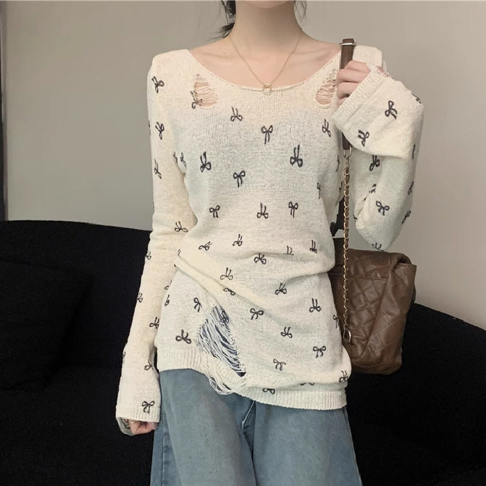 Damen Langarmshirt Risse Verspielt Motiv Eveloria - Eveloria