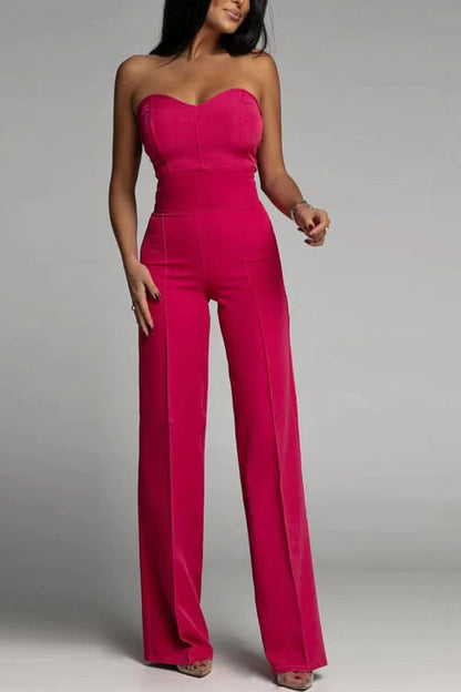 Damen Jumpsuit Schulterfrei Weites Bein Eveloria