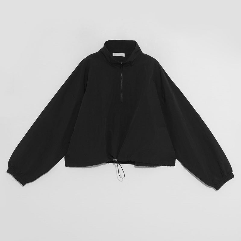 Damen Übergangsjacke Hochkragen Verstellbarer Kordelzug