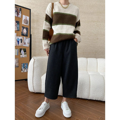 Damen Oversized Pullover Streifen Modell Eveloria