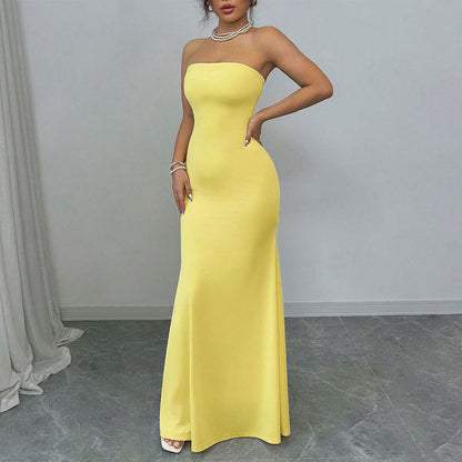 Damen Wickelmaxikleid Schulterfrei Rückenfrei