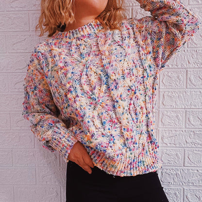 Damen Grobgestrickter Pullover Bunt Eveloria