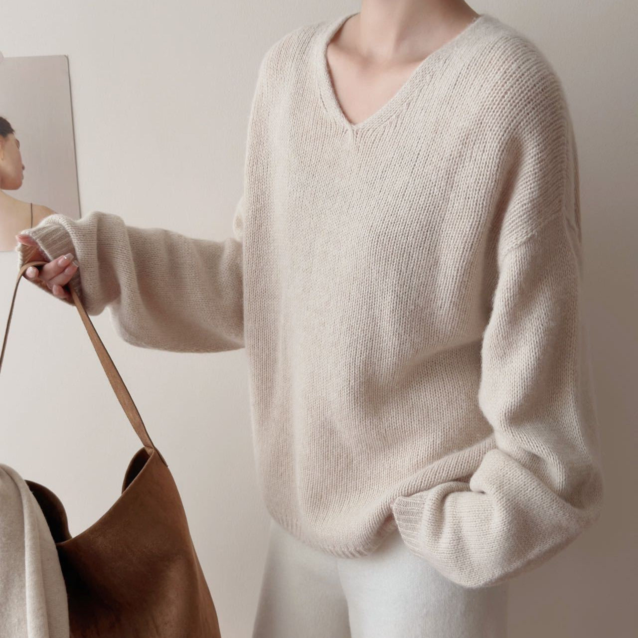 Damen Pullover V-Ausschnitt Qualität Eveloria