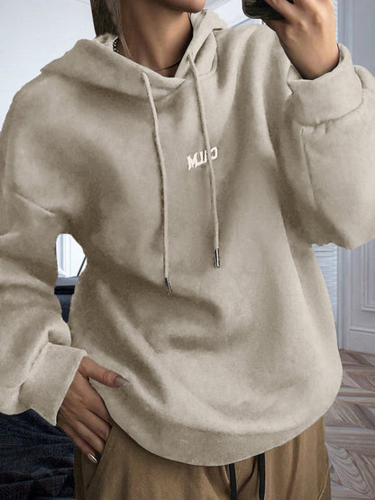 Damen Kapuzenpullover Bequem Motivierender Schriftzug Grau Eveloria