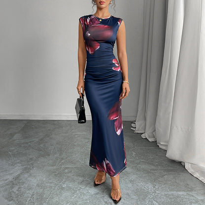 Damen Maxikleid Floralmuster Figurformend