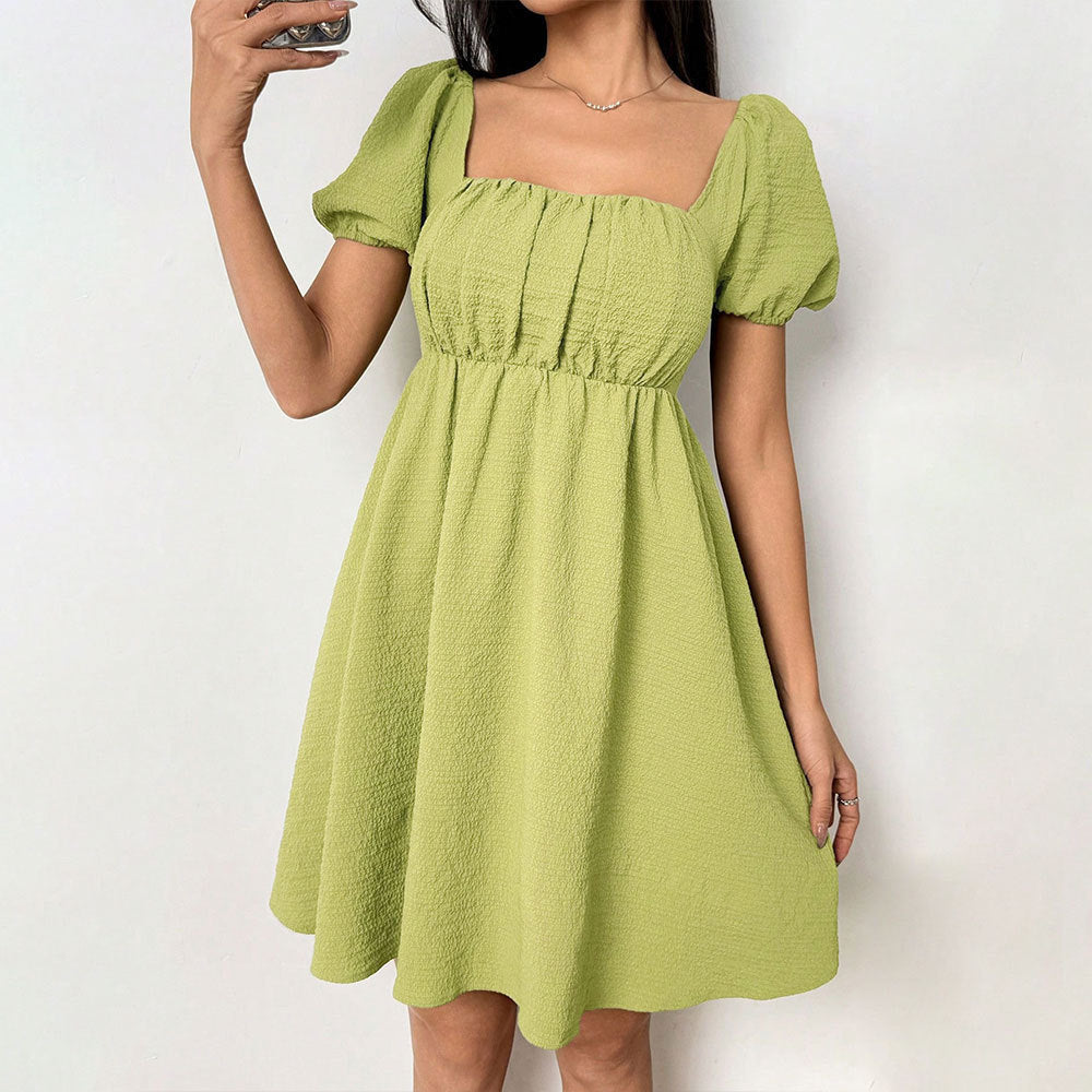 Damen Sommerkleid Off-Shoulder Puffärmel Seitenschlitz Eveloria