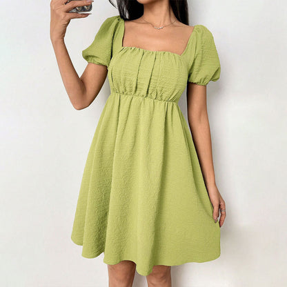 Damen Sommerkleid Off-Shoulder Puffärmel Seitenschlitz Eveloria