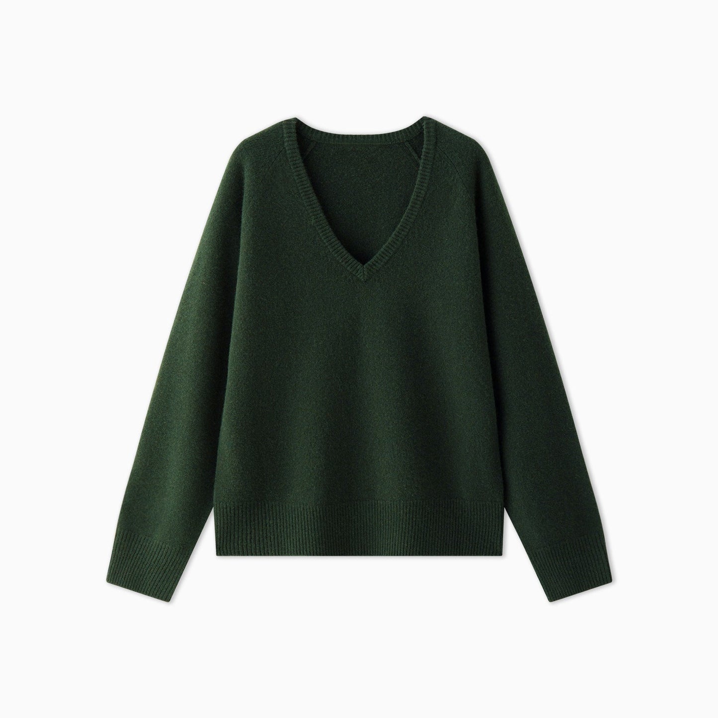 Damen Pullover V-Ausschnitt Kuschelig Grün Eveloria
