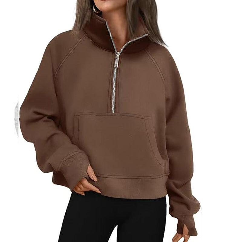 Damen Hoodie Sportlich Hoher Kragen Eveloria