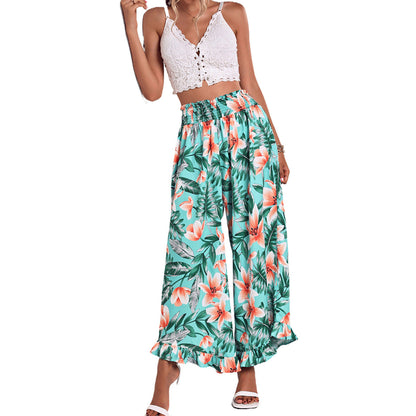 Damen Strandhose Elastischer Bund Floralmuster Eveloria