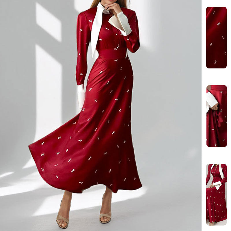 Damen Maxikleid mit Drapierung und langen Ärmeln Schwarz Eveloria - Eveloria