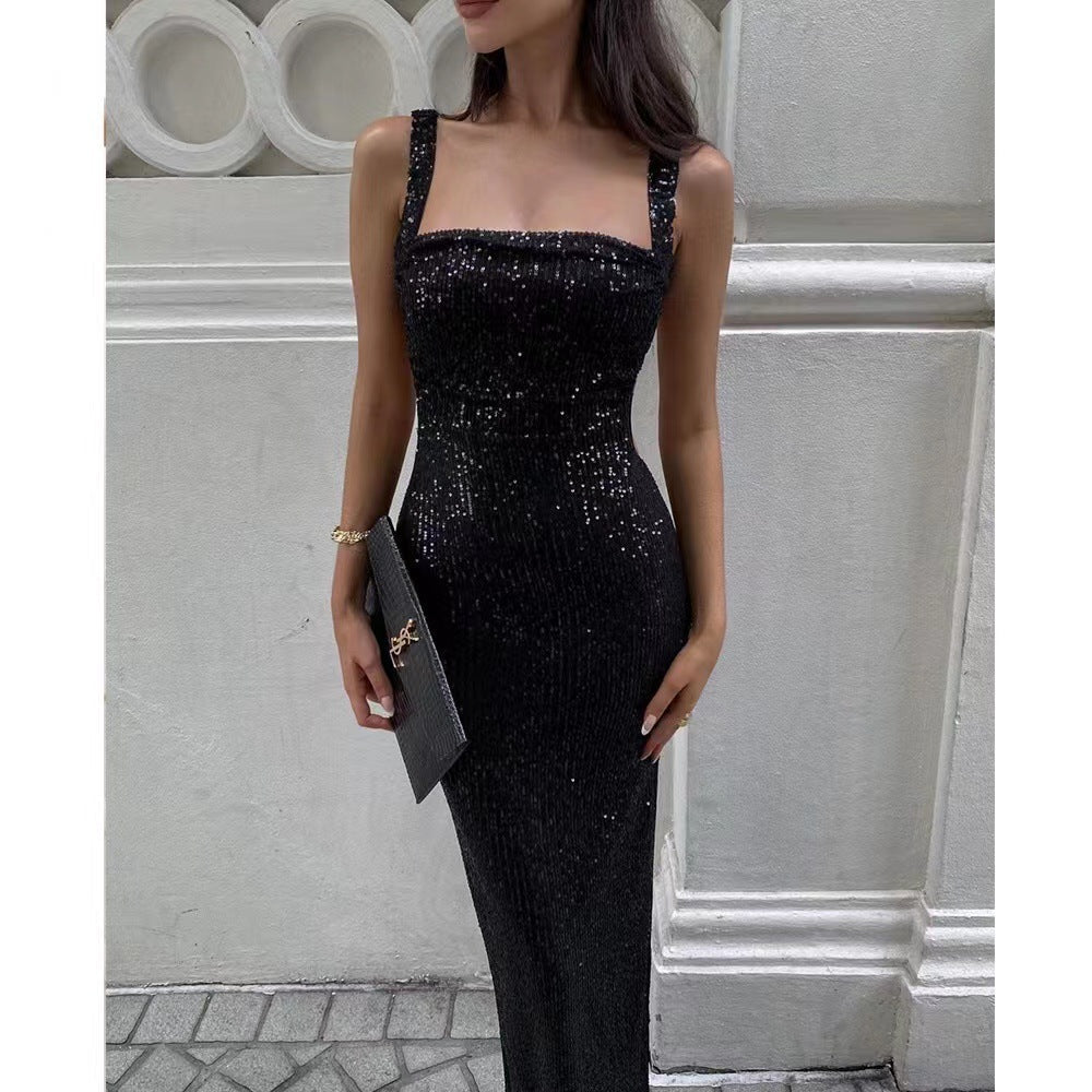 Damen Paillettenkleid Schmal Schnitt Verführerisches Design