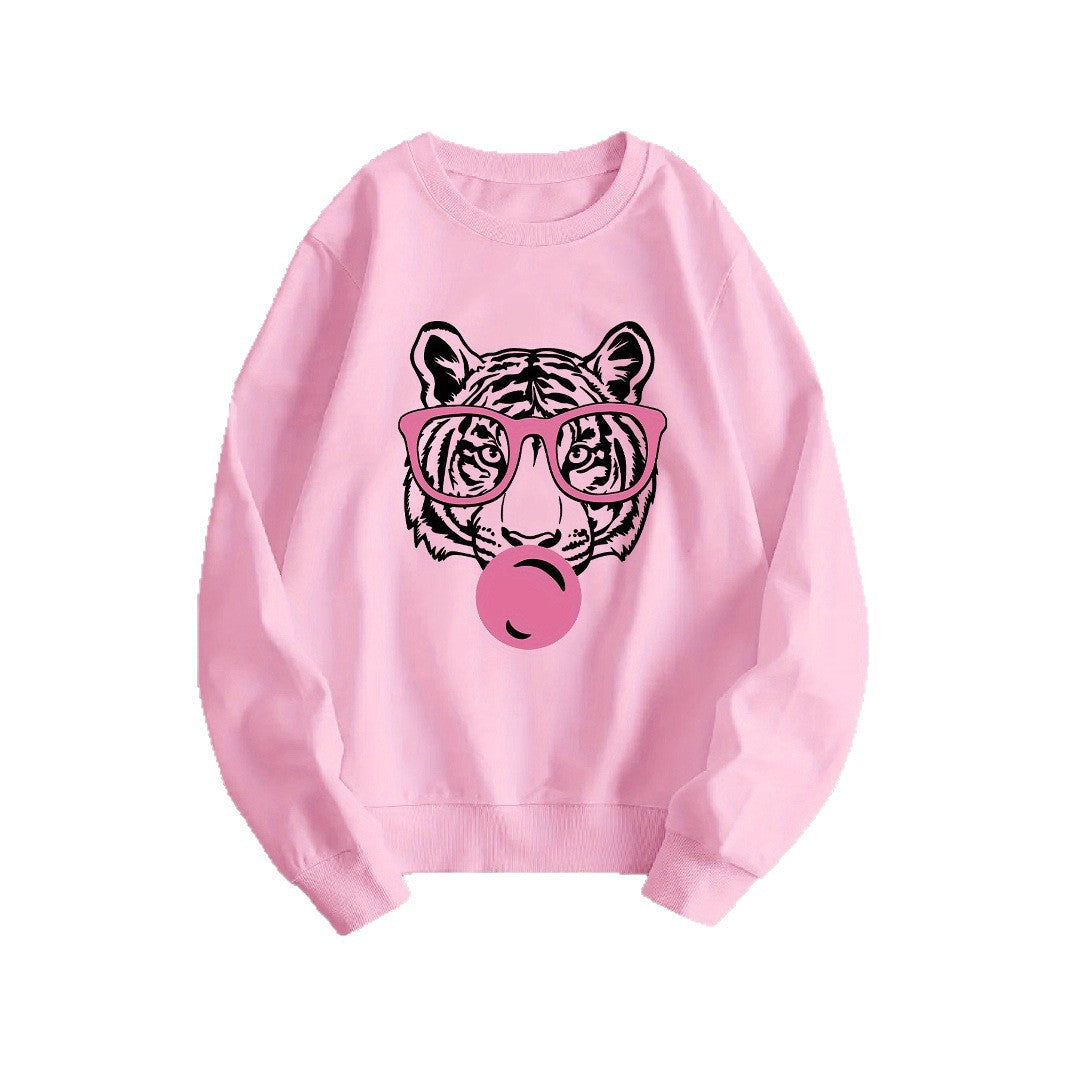 Damen Sweatshirt Tiger-Design Lässiger Schnitt Eveloria