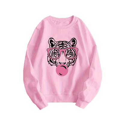 Damen Sweatshirt Tiger-Design Lässiger Schnitt Eveloria