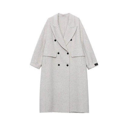 Damen Oversized-Mantel Doppelter Knopfleiste Praktische Taschen