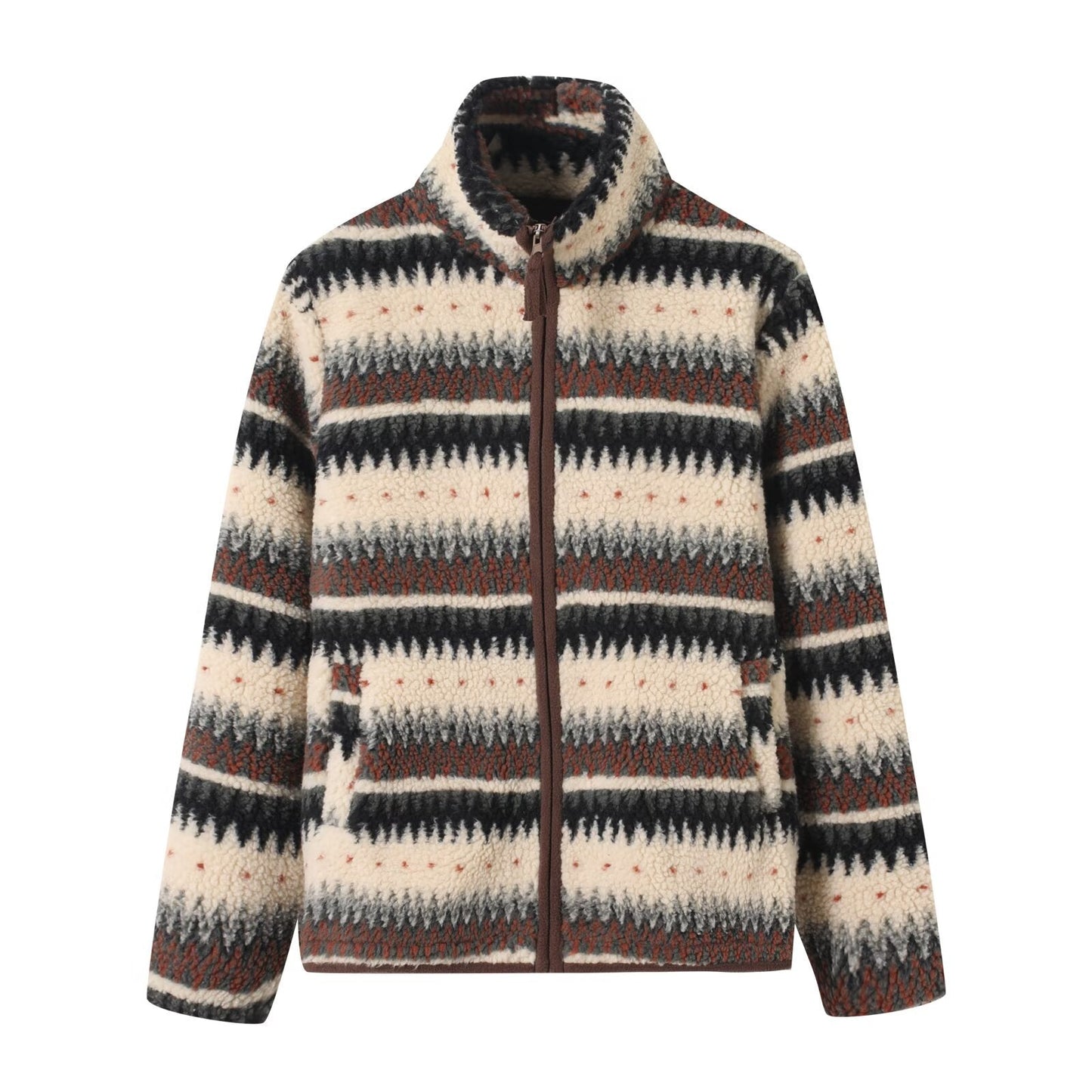 Damen Fleecejacke Hochkragen Muster Eveloria