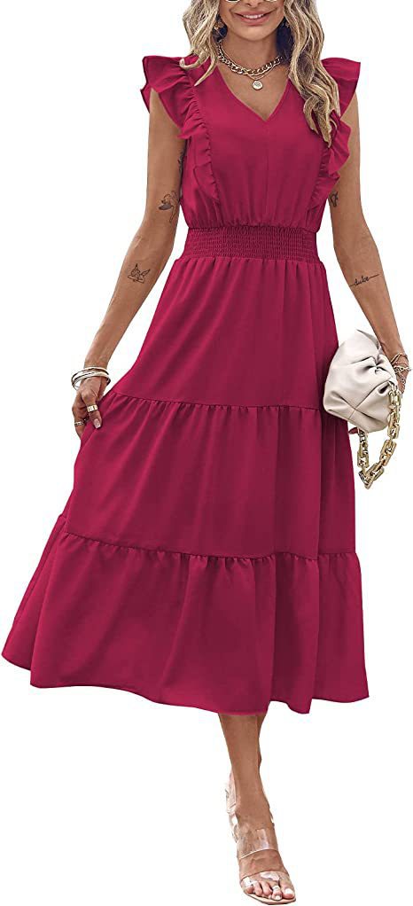Damen Langarm-Kleid Voluminöser Rock Eveloria