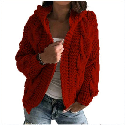 Damen Grobstrick-Cardigan mit Kapuze und tiefen Taschen Eveloria wird