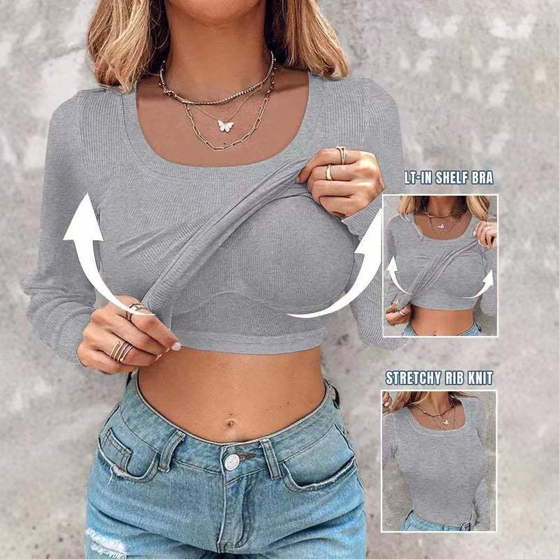 Damen Cropped Langarmshirt mit Trägershirt Eveloria