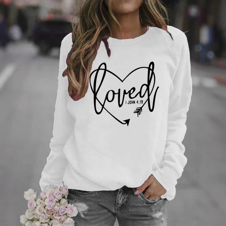 Damen Sweatshirt Herz-Aufdruck Inspirierend Grau Eveloria - Eveloria