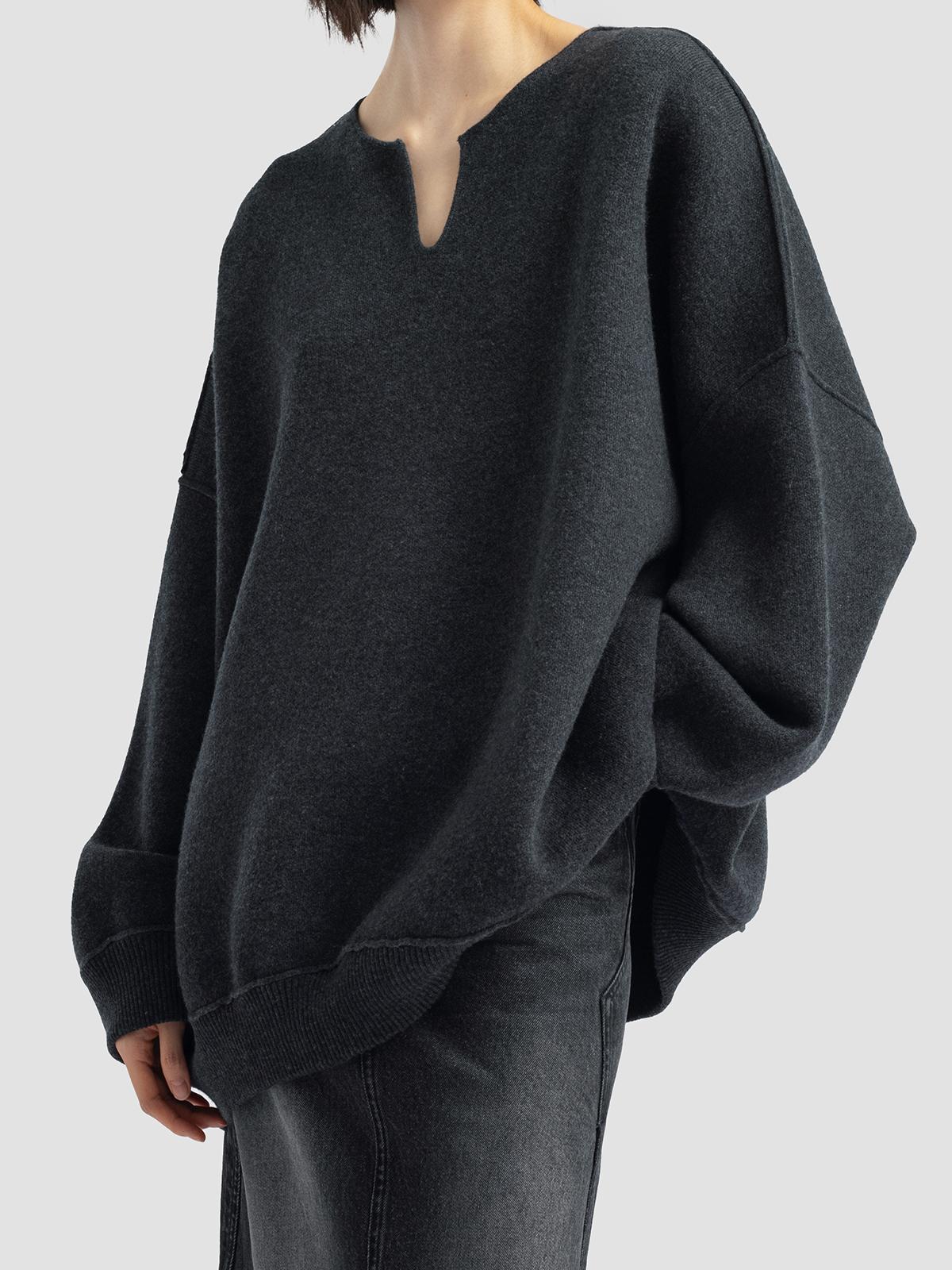 Damen Strickpullover Oversized V-Ausschnitt Eveloria
