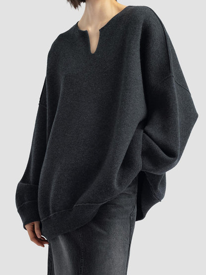 Damen Strickpullover Oversized V-Ausschnitt Eveloria