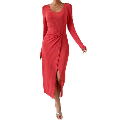 Damen Maxikleid Wickeldesign Seitenschlitz Eveloria