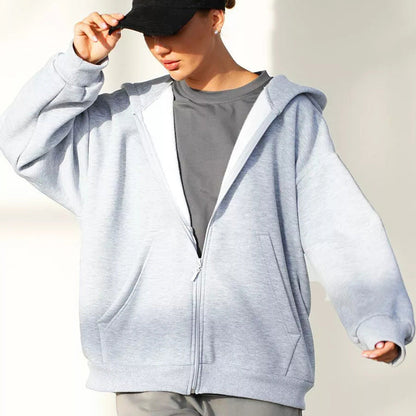 Damen Zip-Hoodie-Jacke Weich Kängurutaschen Eveloria