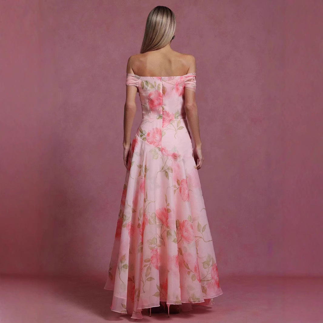 Damen Maxikleid Fließend Blumenmuster Elegant