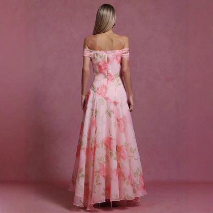 Damen Maxikleid Fließend Blumenmuster Elegant