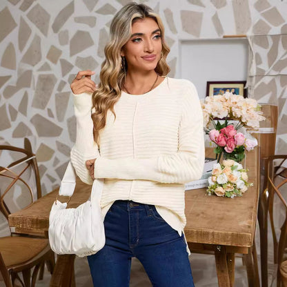 Damen Strickpullover Feine Rippstruktur Lässiger Schnitt - Eveloria
